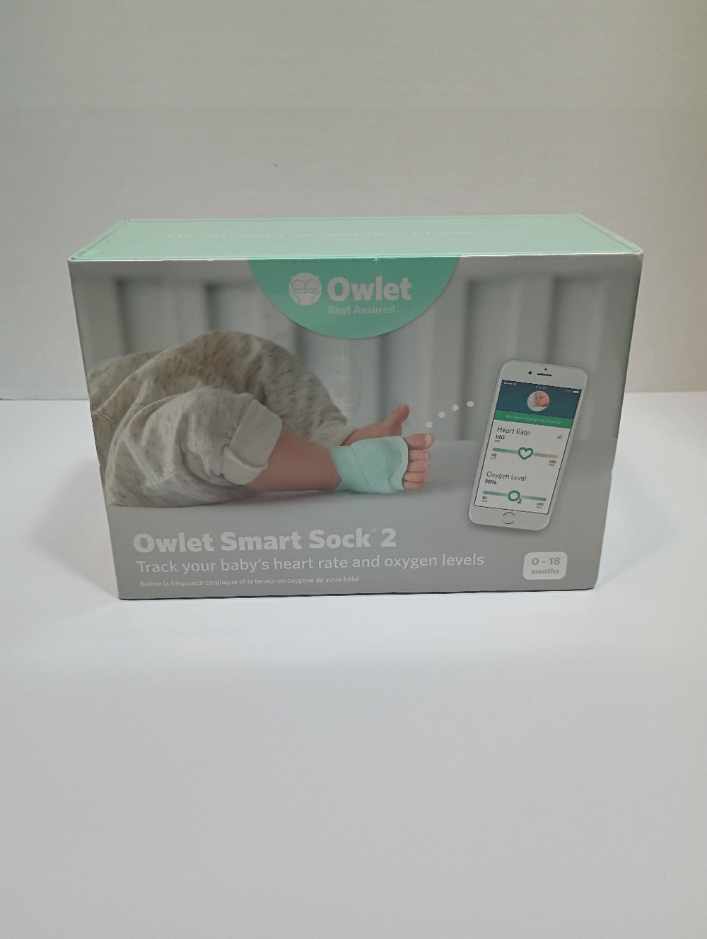 Owlet Smart Sock 2 Baby Monitor Heart Rate Oxygen Tracker White New Sealed